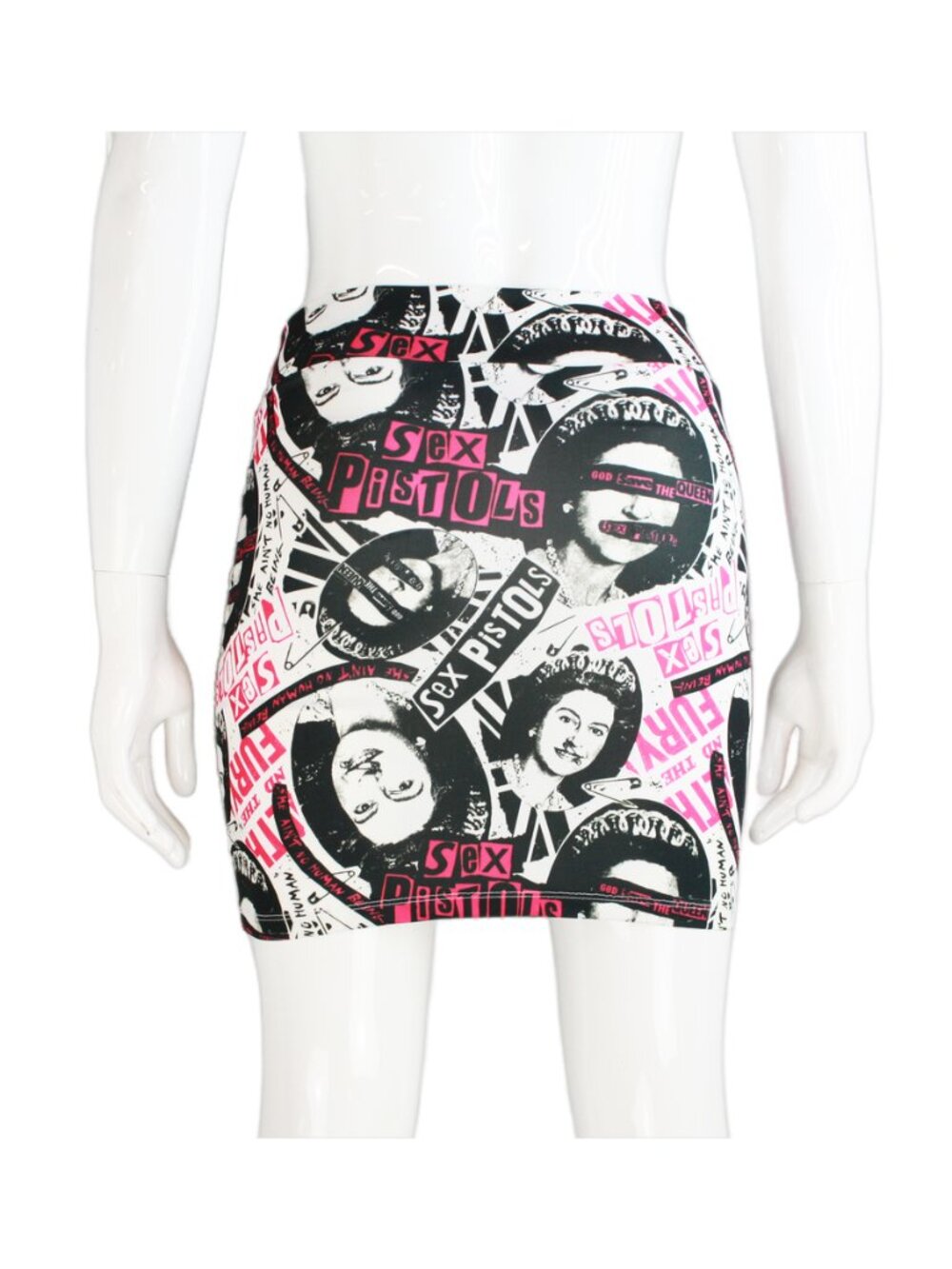 Sex Pistols - No Fun Tube Skirt - Punk Rock Mini Stretchy Music Band RARE NWT - Picture 2 of 5